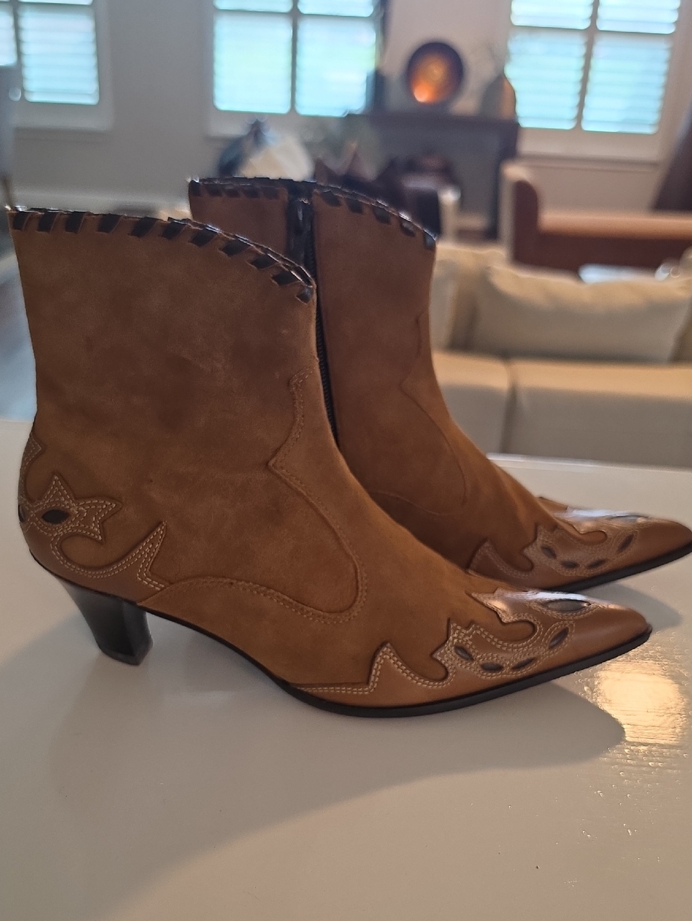Antonio Melani Women’s Brown Suede Western Ankle Boots